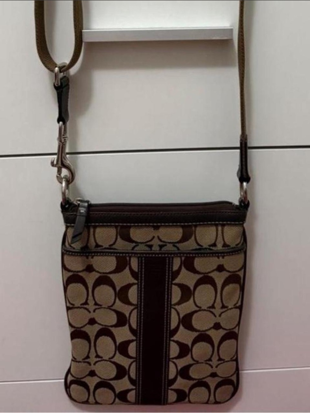 Vintage Y2K Coach Heritage Signature Canvas Striped Swingpack